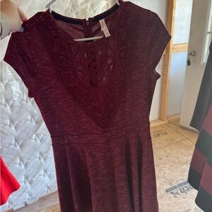 Xhilaration Burgundy Lace Mini Dress